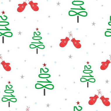 Dikişsiz Noel desen. Yeni yıl vektör arka plan. Tebrik kartları, afiş, duvarkağıdı, kraft kağıt, tekstil için güzel resimler. Çocuk doku tatil, parti için dekorasyon için.