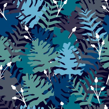 Yaprakların tropikal seamless modeli. Vektör çizim için yazdırın. Yaz arka plan tasarımı için.
