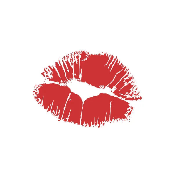 Красная Помада Поцелуй Белом Фоне Векторная Плоская Иллюстрация Дизайна Печать — стоковый вектор