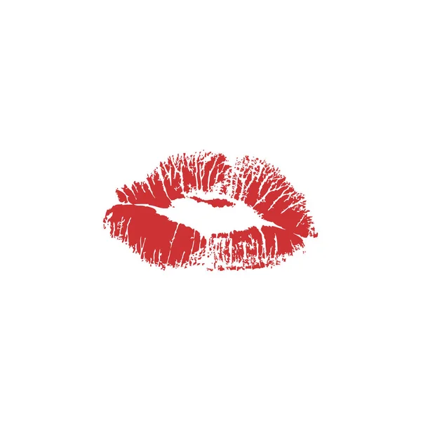 Beso Lápiz Labial Rojo Sobre Fondo Blanco Ilustración Plana Vectorial — Archivo Imágenes Vectoriales