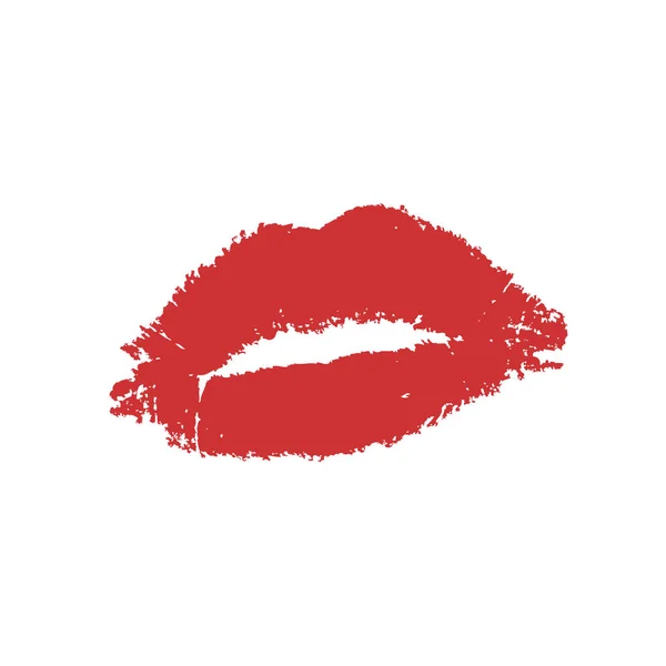 Красная Помада Поцелуй Белом Фоне Векторная Плоская Иллюстрация Дизайна Печать — стоковый вектор