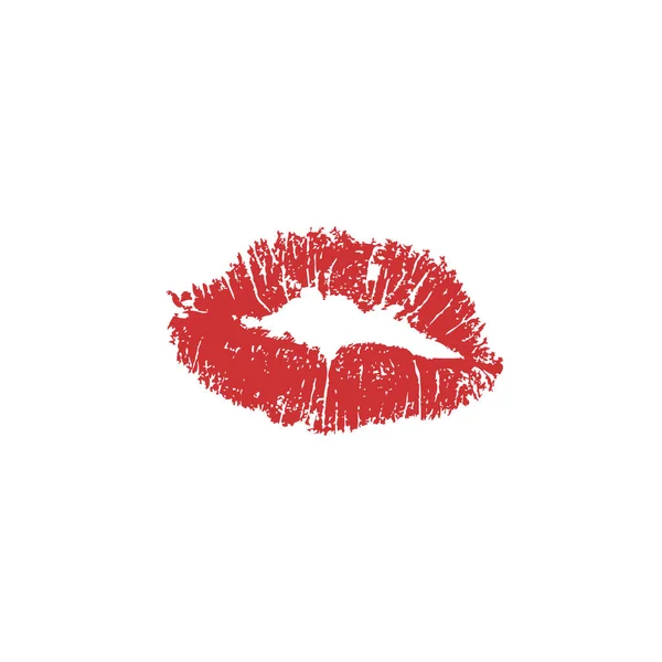 Rossetto Rosso Bacio Sfondo Bianco Illustrazione Piatta Vettoriale Design Stampa — Vettoriale Stock