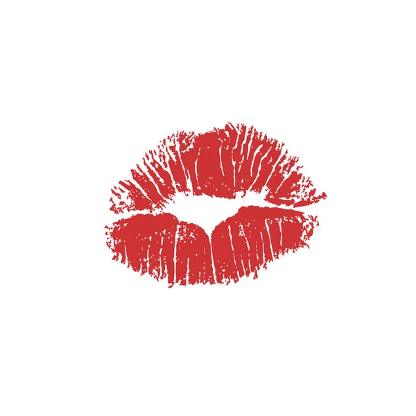 Beso Lápiz Labial Rojo Sobre Fondo Blanco Ilustración Plana Vectorial — Archivo Imágenes Vectoriales