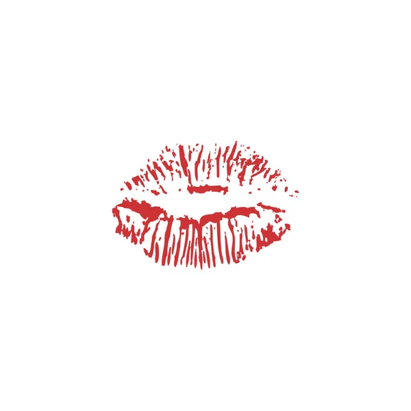 Beso Lápiz Labial Rojo Sobre Fondo Blanco Ilustración Plana Vectorial — Archivo Imágenes Vectoriales