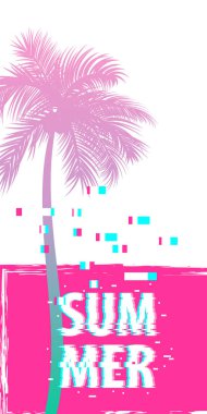 Yaz saati palmiye ağacı afiş poster