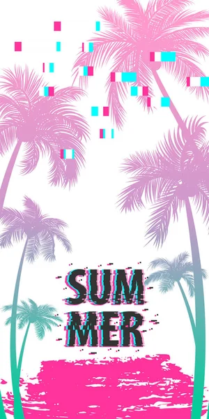 Summer time palm tree banner poster — Stock Vector