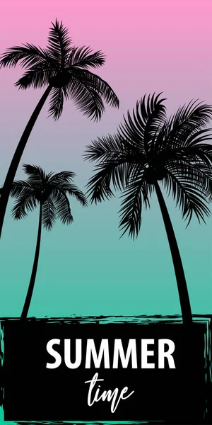 夏季时间棕榈树横幅海报 — 图库矢量图片