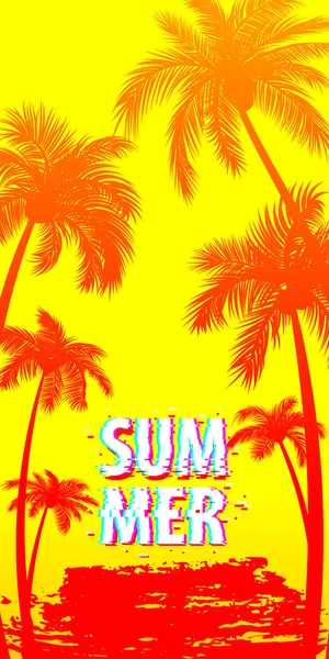 Zomertijd palm tree banner poster — Stockvector