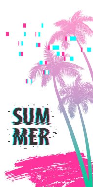 Yaz saati palmiye ağacı afiş poster