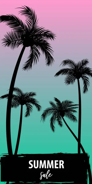 Summer time palm tree banner poster — Stock Vector