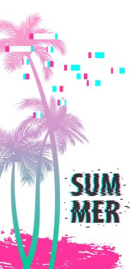 Yaz saati palmiye ağacı afiş poster