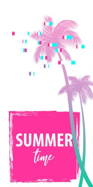 Yaz saati palmiye ağacı afiş poster