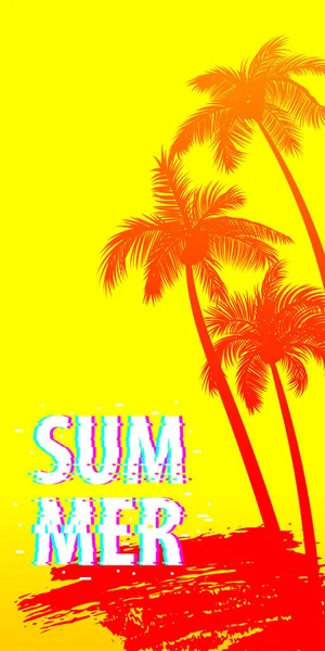 Summer time palm tree banner poster — Stock Vector