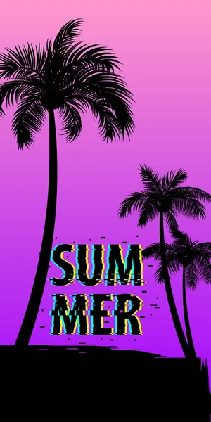 Summer time palm tree banner poster — Stock Vector