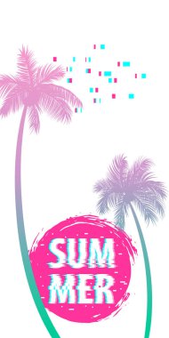 Yaz saati palmiye ağacı afiş poster