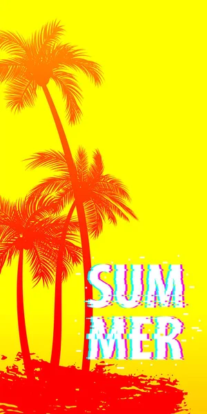 夏の時間パーム ツリー バナー ポスター — ストックベクタ