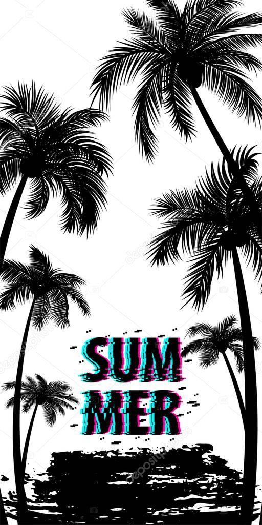 Summer time palm tree banner poster