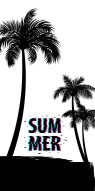 Yaz saati palmiye ağacı afiş poster