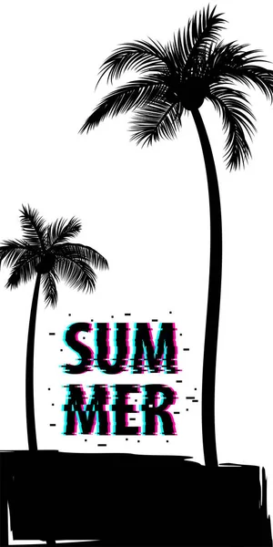 여름 시간 팜 트리 배너 포스터 — 스톡 벡터
