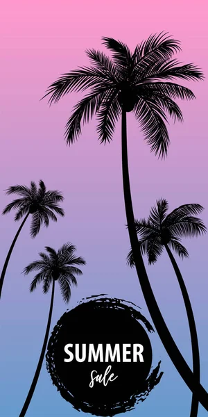 Nyári idő palm tree banner poszter — Stock Vector
