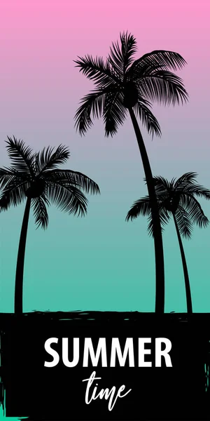 Zomertijd palm tree banner poster — Stockvector