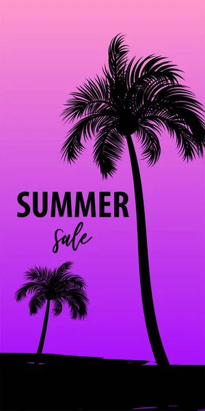 Cartaz de banner de palmeira de tempo de verão —  Vetores de Stock