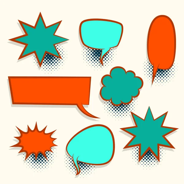 Képregény retro színes üres beszéd buborék — Stock Vector