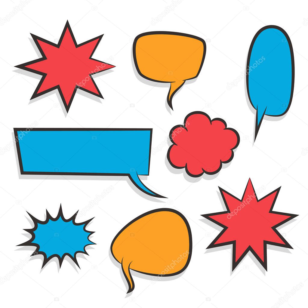 Comic book colored empty speech bubble for text