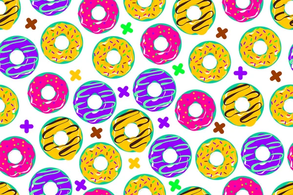 Glasierte Donut nahtlose Muster Pop Art Stil — Stockvektor