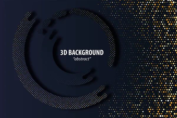 Dunkelschwarzer geometrischer Hintergrund 3D-Papierschnitt — Stockvektor