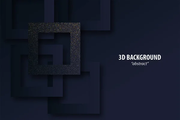 Dark black geometric background 3d paper cut — Stock Vector