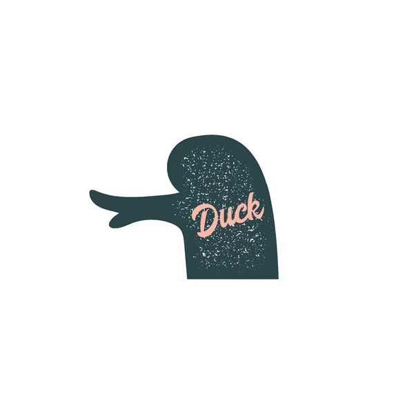 Canard, poule, oiseau vintage silhouette animal vecteur — Image vectorielle
