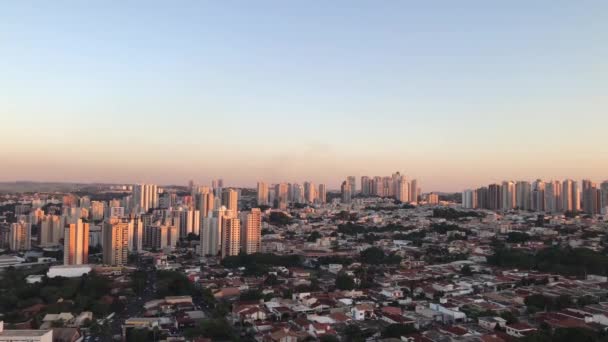 Ribeirão Preto Cidade Panorâmica Vista Aérea Horizonte Pôr Sol — Vídeo de Stock