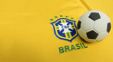 Sao Paulo, Brezilya - 23 Haziran 2018: Ulusal sembol veya logosu Brezilya futbol takımının 