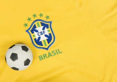 Sao Paulo, Brezilya - 23 Haziran 2018: Ulusal sembol veya logosu Brezilya futbol takımının 