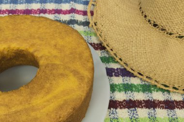 Geleneksel Brezilya Mısır pasta tatlı. Festa Junina parti Brezilya kültür kavramı görüntü.