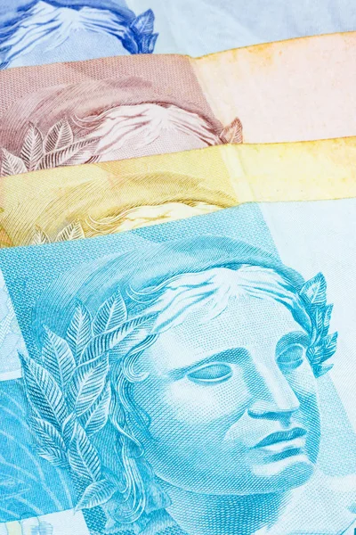 Detailní Záběr Různých Hodnot Brazilské Peněz Ekonomika Brazílie — Stock fotografie