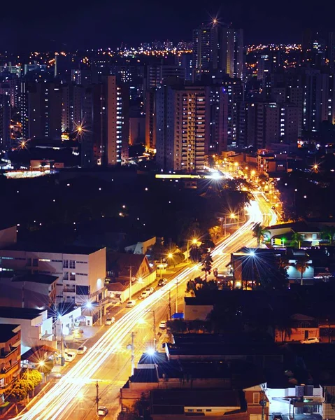 Ribeirão Preto Cidade Noite Longa Exposição Famoso Bairro Baixa — Fotografia de Stock