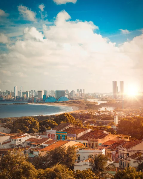 Sonnenuntergang Auf Olinda Und Recife City Nordöstlich Von Brasilien — Stockfoto