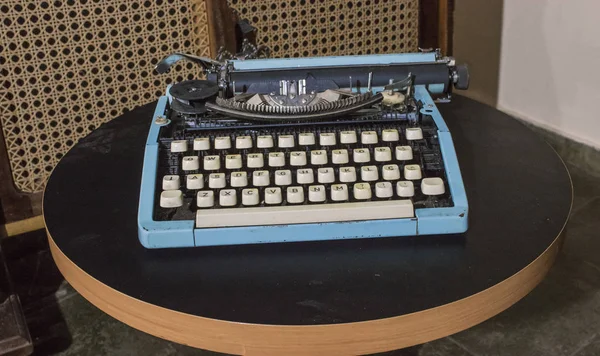 Vintage - Old blue typewriter retro - 80's concept image — Stock Photo, Image