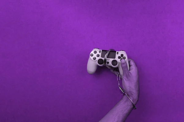 Joystick Video Game Dan Borgol Terisolasi Kecanduan Gambar Konsep Permainan — Stok Foto