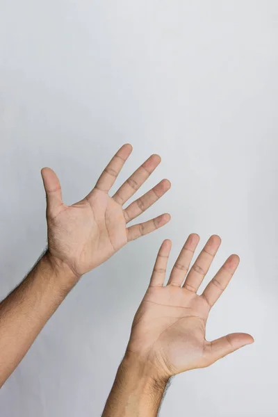 Mãos Masculinas Isoladas Branco — Fotografia de Stock