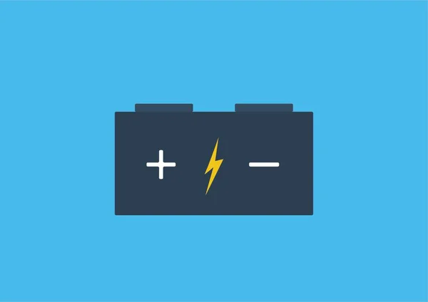 Batterij Plat Ontwerp Met Blauwe Achtergrond — Stockfoto