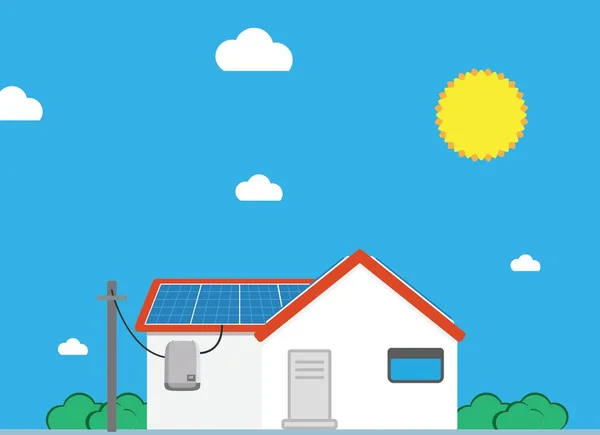 Green energy house with solar panel in flat design - Solar Energ