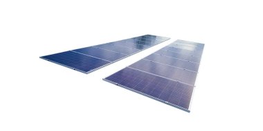 Güneş enerjisi konsept görüntüleri için beyaz arkaplanda izole edilmiş güneş panelleri.