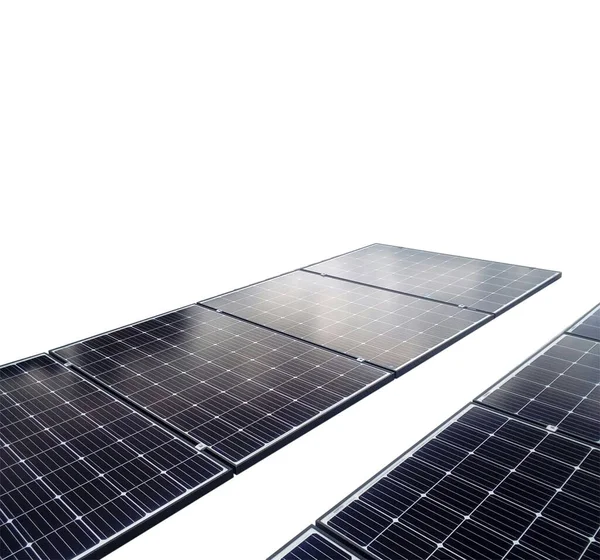 Painéis Solares Isolados Fundo Branco Para Imagens Conceito Energia Solar — Fotografia de Stock