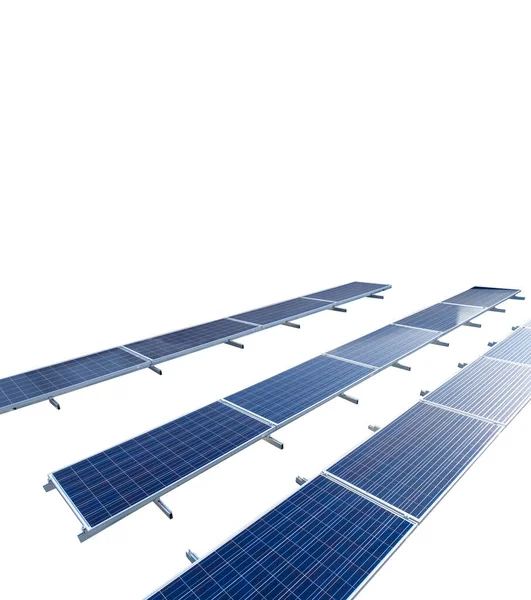 Pannelli Solari Isolati Sfondo Bianco Immagini Concettuali Energia Solare — Foto Stock