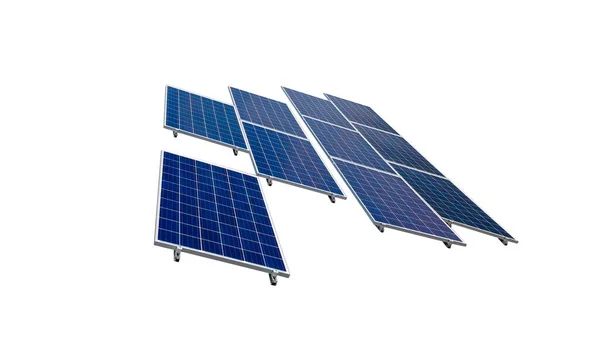Painéis Solares Isolados Fundo Branco Para Imagens Conceito Energia Solar — Fotografia de Stock