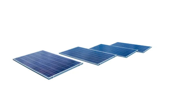 太阳能概念图像用白色背景隔离的太阳能电池板 — 图库照片