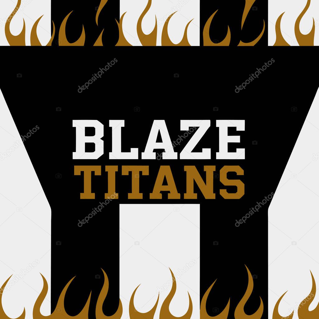 Sports Logo with Blaze Titans Vector Illustration Design